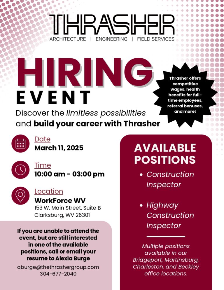 Thrasher Hiring Event – March 11th – Clarksburg, WV