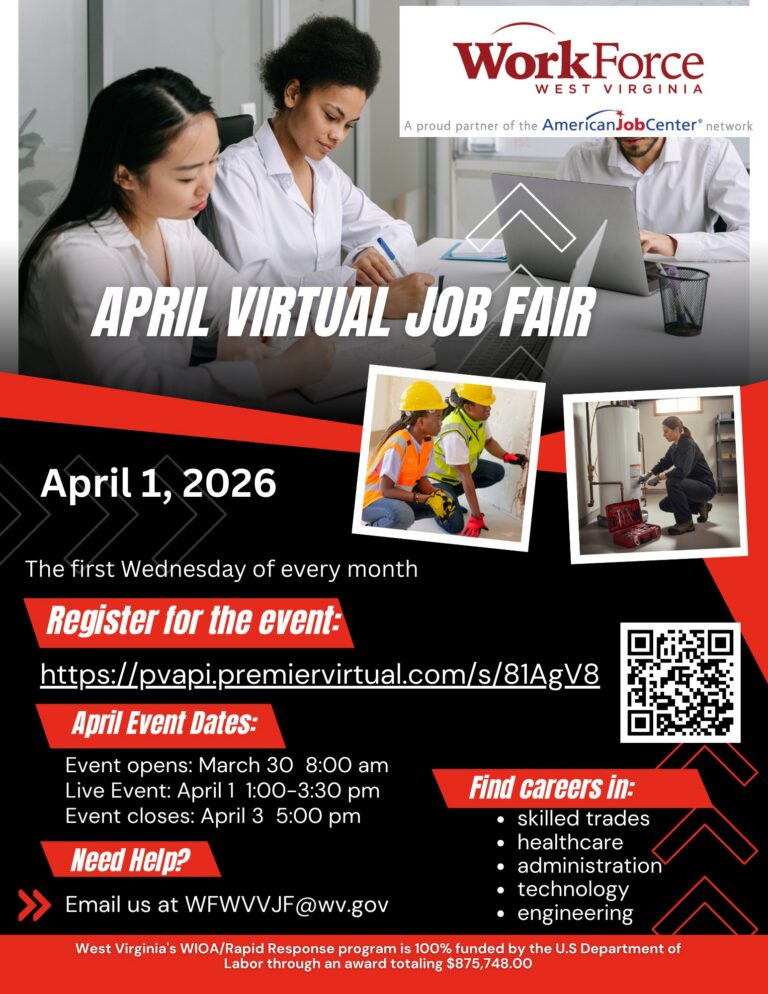 WorkForce West Virginia April Virtual Job Fair