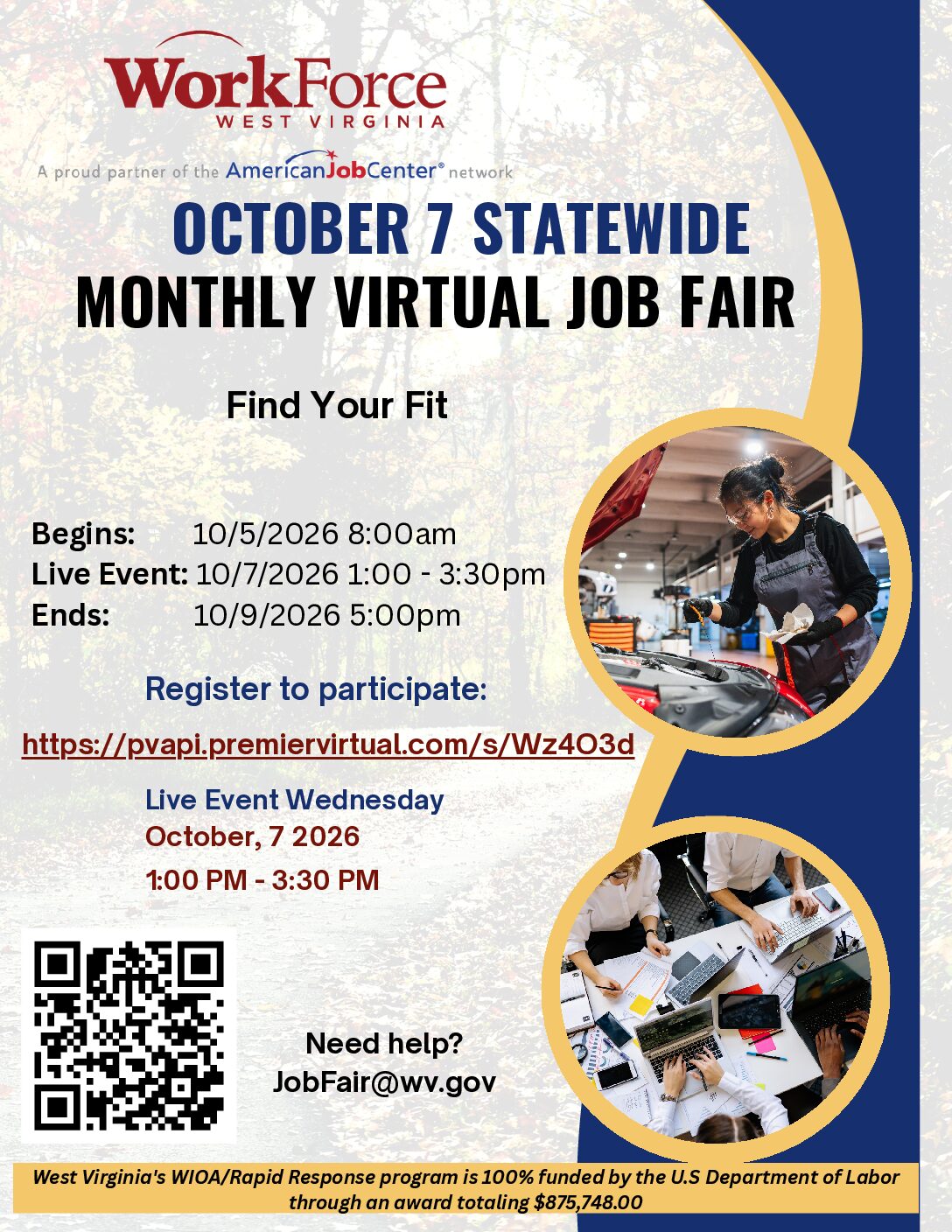 WorkForce West Virginia Virtual Job Fair      October 7, 2026